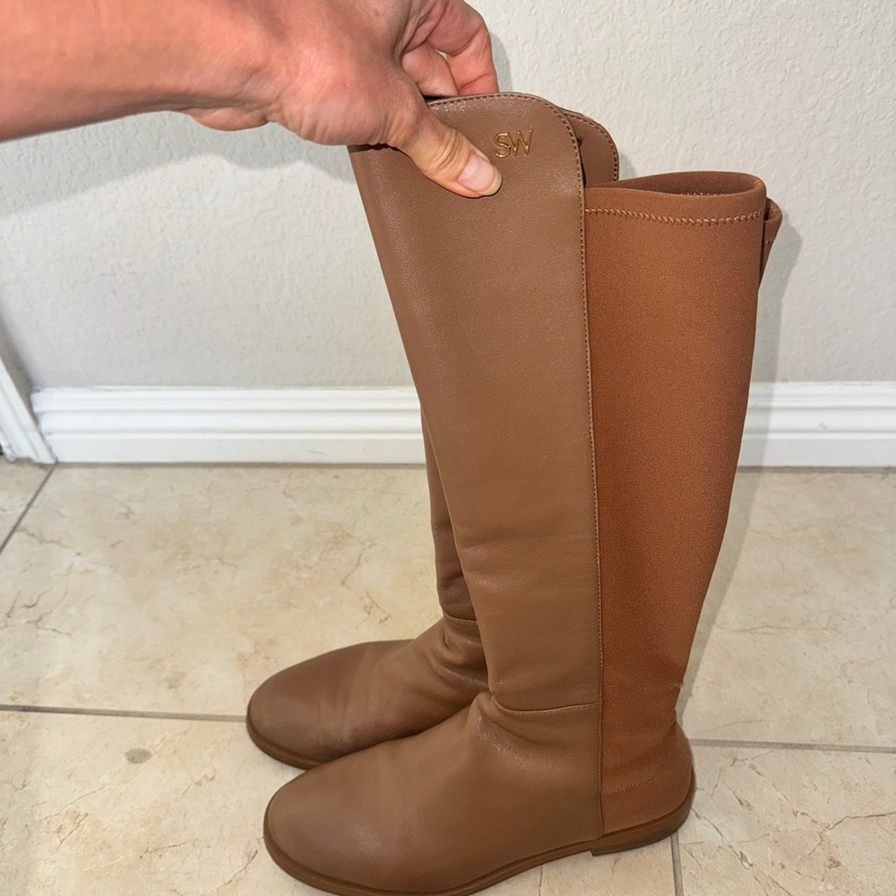 Original Stuart Weitzman Keelan TTK Leather Knee High Boots CAMEL Size 9B/39.5